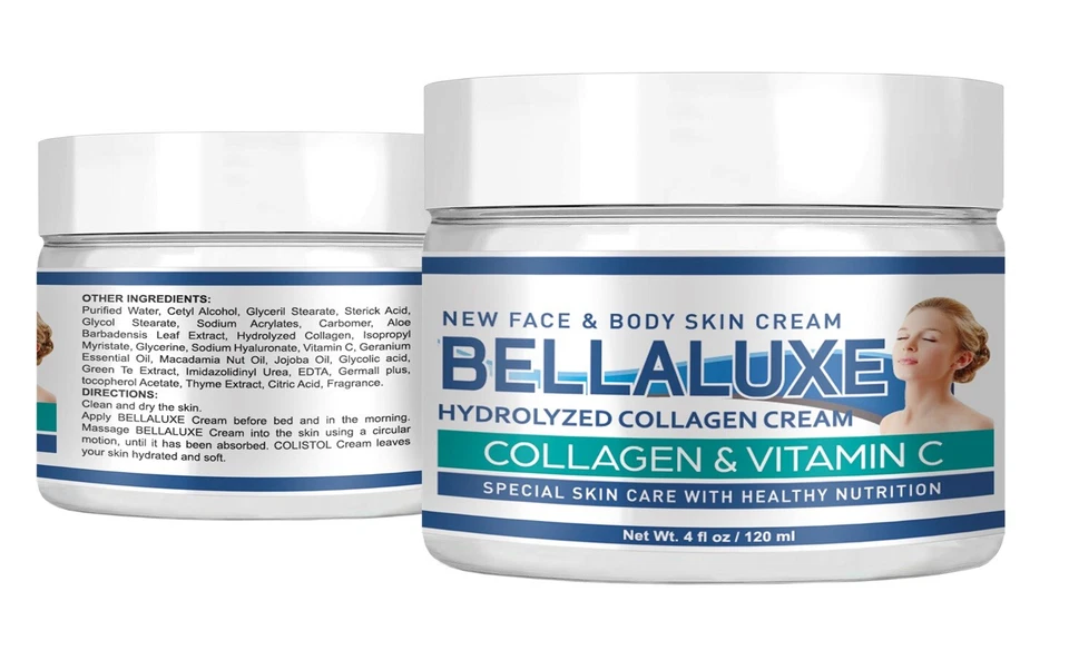 5 X 4ºZ CREMA DE BELLEZA COLÁGENO VITAMINA E CUIDADO DE LA PIEL Hidrolizada pura antienvejecimiento Foto 3 de 4