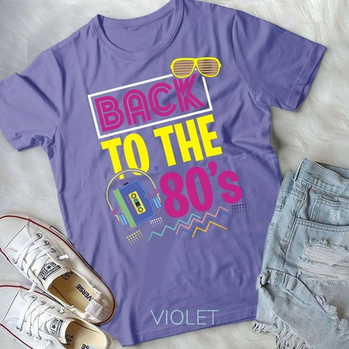 80s party theme party outfit costume vintage retro T-Shirt Unisex T-shirt - Picture 9 of 11