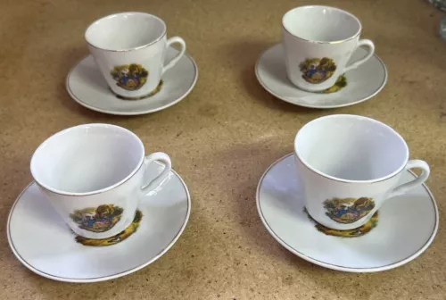 Demitasse Cup & Saucer  Courting Couple Gold Trim Pattern