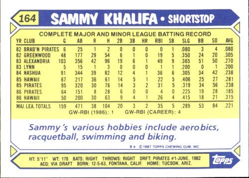 1987 Topps TIFFANY MLB Singles Choisissez vos joueurs d'équipe GLOSSY préférés #2 - #266 - Photo 328 sur 520