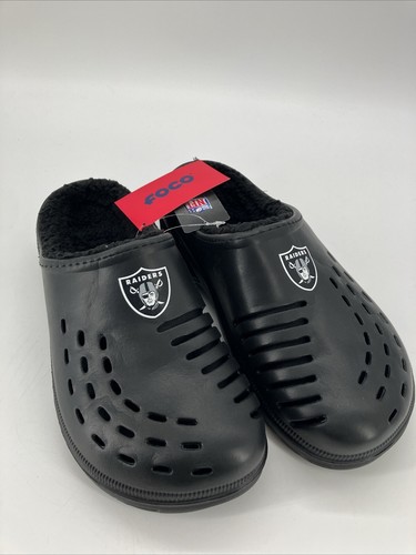 Foco NFL Herren Las Vegas Raiders Sherpa gefüttert Big Logo Clogs Herren Größe 9-10