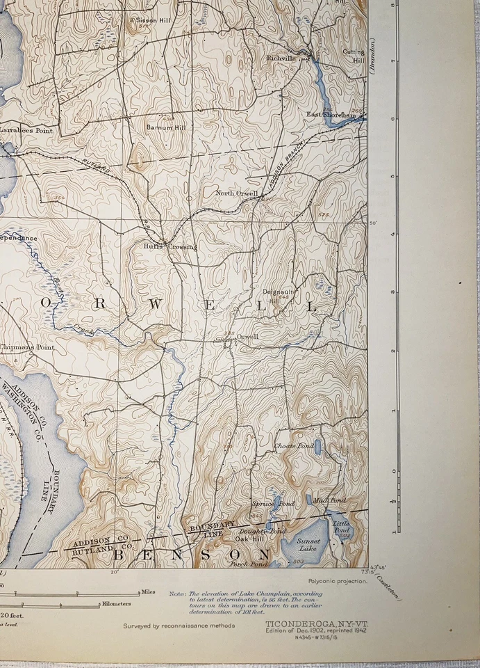Mapa topográfico Ticonderoga, NY, Putnam, Lake Champlain, Lake George, Crown Point - Imagem 4 de 4