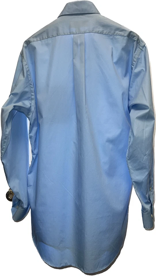 Camisa de vestir Bergamo New York azul calce regular para hombre talla mediana 15-15 1/2 botones Foto 4 de 4