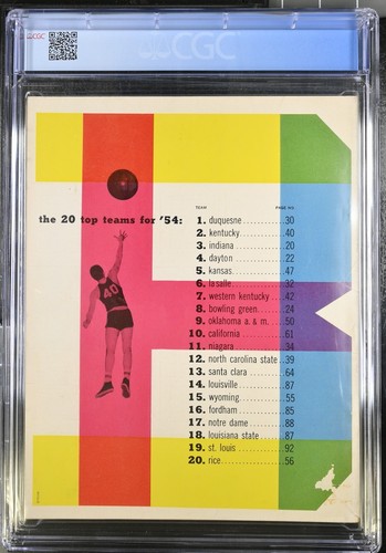 1954 Dell Basketball Magazine v1 #3 BOB COUSY Celtics Cover CGC Graded 5.5 - Picture 2 of 2