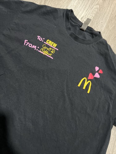 McDonalds Crew Cardi B Offset Large Black Promo Valentines Tshirt - Picture 2 of 2
