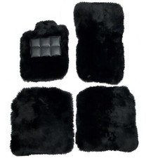 Genuine Sheepskin 4PC Floor Mats For Bentley Flying Spur Extra Plush Black