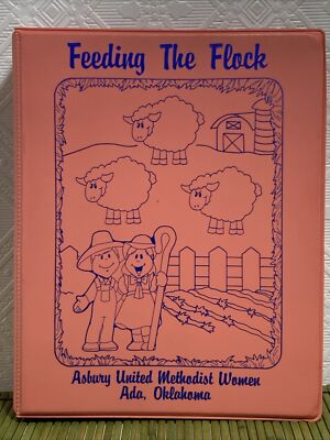 1990 Feeding the Flock 3 Ring Binder Vintage Cookbook Asbury Methodist Ada OK