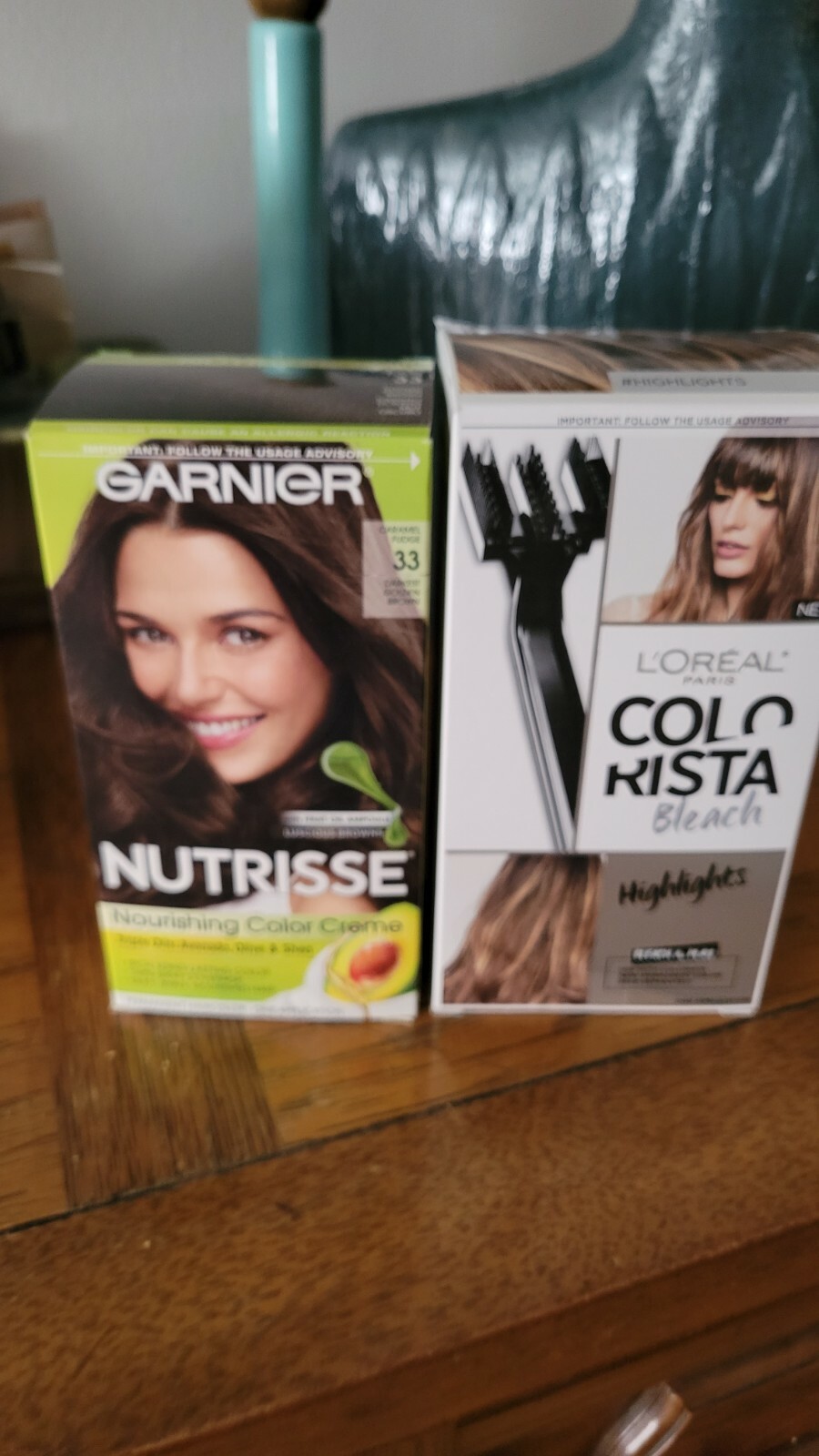 Garnier Color 33 Darkest Golen Brown Caramel Fudge And Brush On Bleach kit