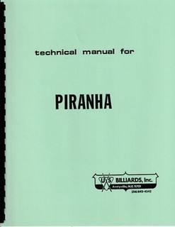 US BILLIARDS PIRANHA VIDEO GAME MACHINE MANUAL - NEW!