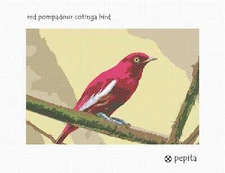 Red Pompadour Cotinga Bird Needlepoint Kit or Canvas