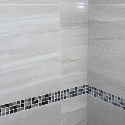 English Stone White Gloss Porcelain Wall Floor Tiles 60x30cm