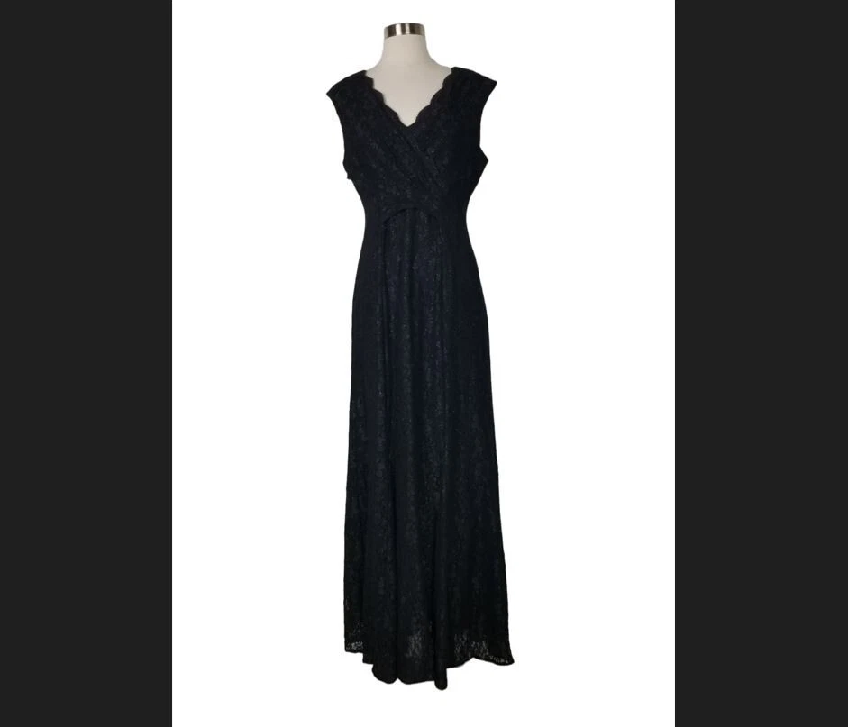 TAHARI ASL Women s 12 Black floral lace sleeveless formal dress