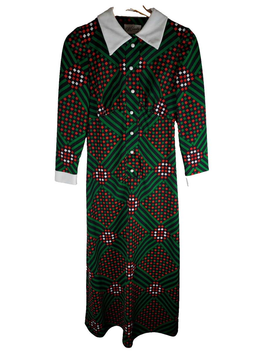 Womens Vintage Dress Maxi Polyester Christmas 1960s Geometric CM Coventry  Medium | eBay