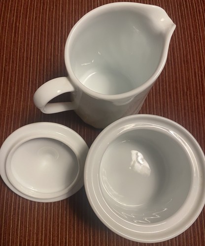 Corning Ware Enhancements Creamer & Sugar Bowl Set 81-TY White Swirl - Picture 3 of 7