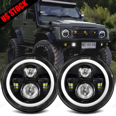 For Suzuki Samurai SJ410 7 inch LED Round Headlights Pair DRL Hi/Lo Beam x2