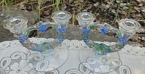 Indiana Glass Grape Garland Double Armed Candle Holders. Vintage Pair of 2. - Picture 24 of 24