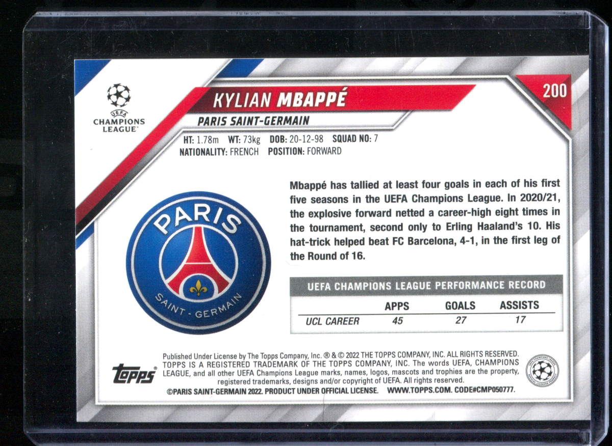 ムバッペカードGEMMT Topps Champions League 2021-22 Kylian Mbappé #200 | eBay