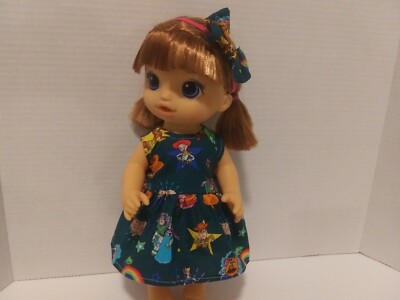 Doll Clothes made to fit 12''  Baby Alive Doll - Dress/ hair bow-   E23
