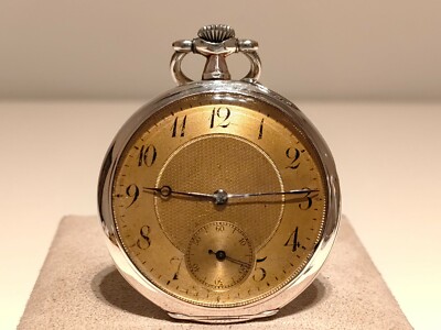 ANTIQUE RARE BEAUTIUFUL SWISS SILVER 800 MEN'S MECHANICAL UNBRANDED WATCH
