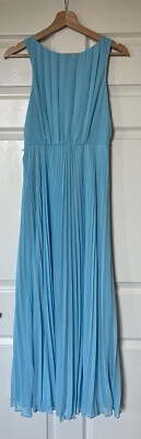 White House Black Market Robin Egg Blue Accordion Long Dress Zipper - Size  0 | eBay