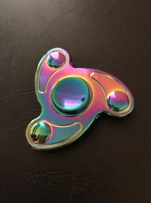 Rainbow Metal Fidget Hand Spinner Long Last Spin ADHD Stress Relief Desk Toy