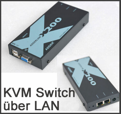 ADDERLINK X200/R KVM SWITCH OVER NETWORK VGA USB LAN REMOTE HATCH UP TO 300M 2x PC - Picture 1 of 5