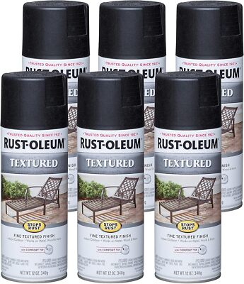 Rust-Oleum 7220830-6PK Stops Rust Textured Spray 12 Ounce (Pack of 6), Black 