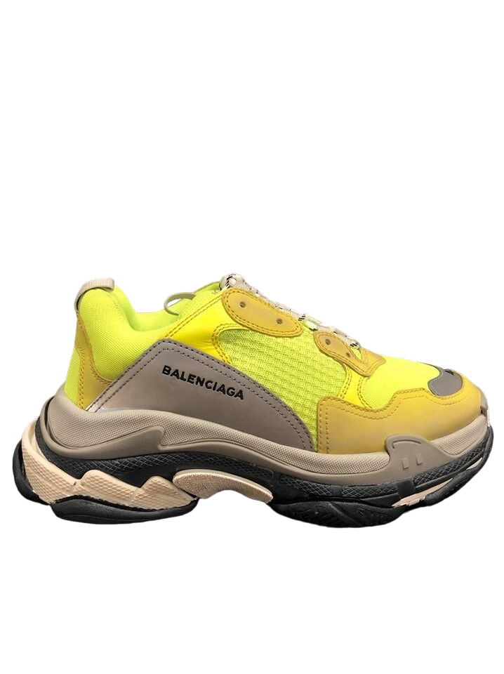 Balenciaga Triple S Sneaker Womens Neon Yellow Grey Speed Flat 