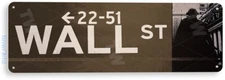 TIN SIGN Wall Street Sign, New York, Money, Stock Market, Bull, A832