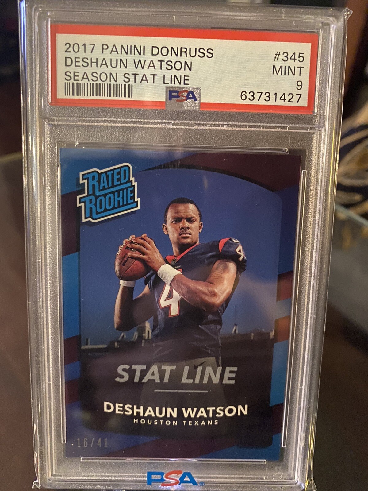 Deshaun Watson Panini Donruss #345 Season Stat Line
