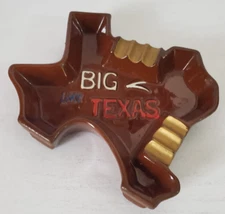 Vintage Big Like Texas State Shape Brown And Gold Color Ceramic MCM Ashtray
