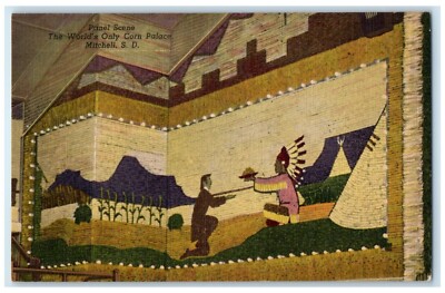 c1940 Panel Scene World's Only Corn Palace Grains Mitchell South Dakota Postcard