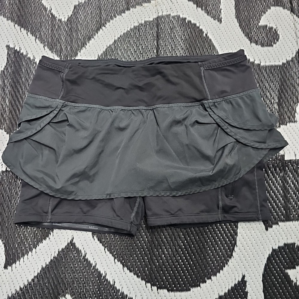 Lululemon Womens Black Ruffle Tennis Skirt Size 10