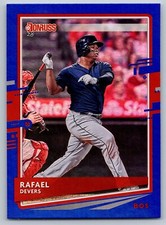 2020 Donruss Blue Holo 144 Rafael Devers BEANTOWN VARIATION Boston Red Sox