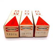 Raytheon (2) 6M-P18 (1) 12DT5 - Power Pentode Vacuum Tubes - 3 Total