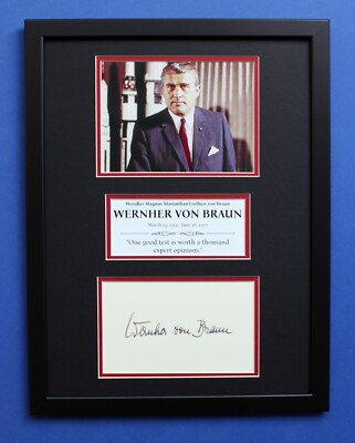 WERNHER VON BRAUN AUTOGRAPH framed masterly display Father of Rocket Science