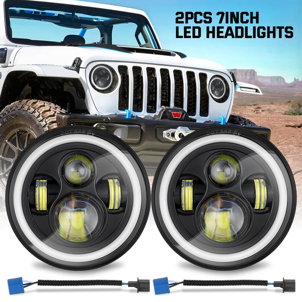 Par de faros LED de 7 pulgadas haz DRL alto/bajo para Harley Davidson Touring Road King Foto 2 de 4