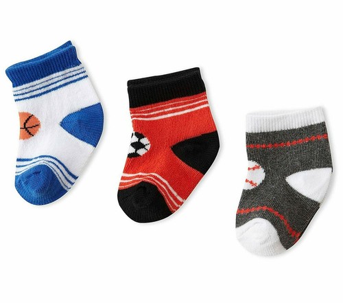Jefferies Socks Baby Boy Sport Baseball Basketball Soccer Pattern Crew Ankle 3PK - Picture 2 of 3