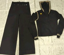 US Navy Vth Pants Shirt Mens Wool Cracker Jack Sailor WW 2 Blue buttons S 29.5"R