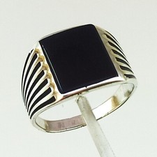 Vintage Luxury RING Silver 875 with Black Enamels -size: 9.25US 19mm 129