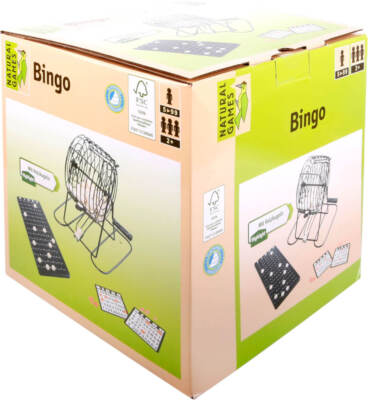 Natural Games Bingo mit Metallkorb, für 1-18 Spieler, ab 5 Jahren
