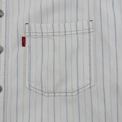 Levi's Shirt Men's Large White Denim Two Horse Brand Button Down Pocket Vintage - Picture 4 of 13