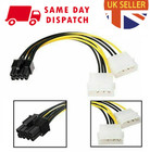 4 Pin Dual Molex IDE to 8 Pin PCI-E Power Supply Cable Video Graphics Card Wire