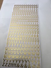 VINYL LETTERS (Approx} 300 Gold foil Stick on Self Adhesive Letters. (9mm tall)