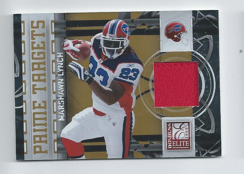 Marshawn Lynch 2009 Donruss Elite Prime Targets Jersey Card #20 Serial 080/299