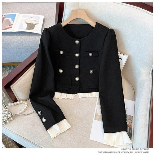 Autumn Winter French Tweed 2Piece Set Short Jacket Coat + Woven Long Skirt Suits - Picture 9 of 19