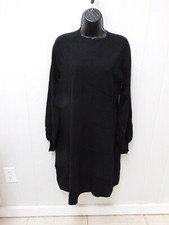Lark and Ro Black Sweater Dress Size Large Balloon Sleeve