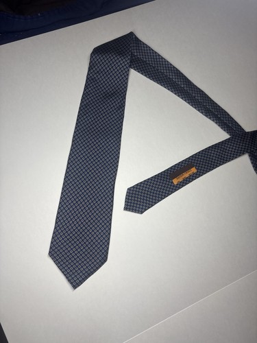 Corbata Davide Cenci Hombre Azul Geométrica 100% Seda 58” X 3.5” - Imagen 3 de 8
