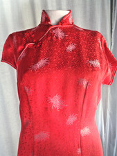 Vintage 1950's Chinese Cheongsam dress Red large