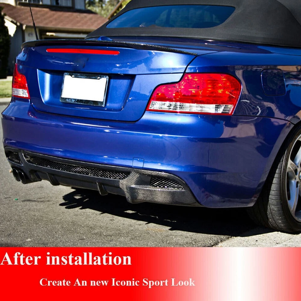 Difusor de labios de parachoques trasero de carbono real apto para BMW E82 125i 135i M Sport 2007-13 Foto 3 de 4